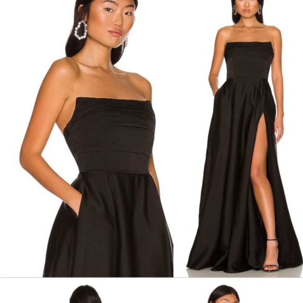 SAU LEE x REVOLVE | NEW Heidi Satin Strapless Formal Ball Gown Black Size 6